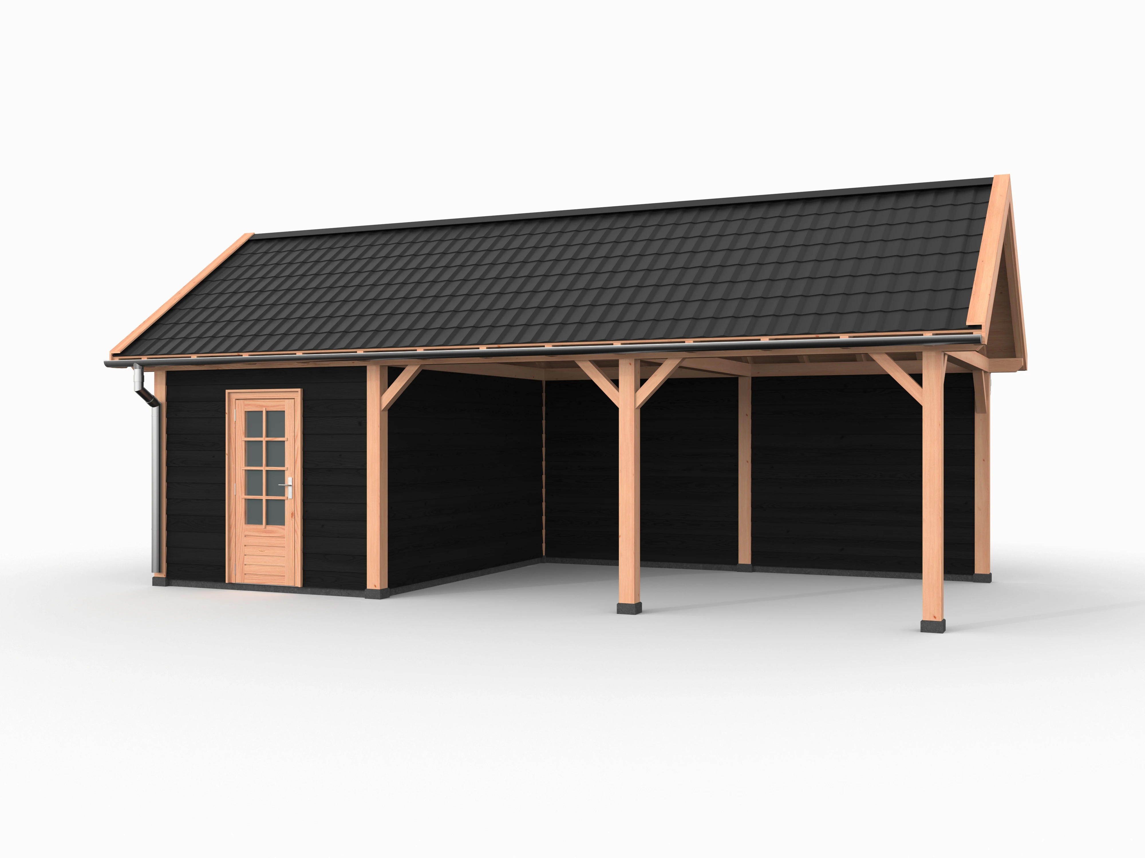 Douglas overkapping, 750 x 400, met schuur en achterwand, Westwood Vrijbuiter - Afbeelding 4